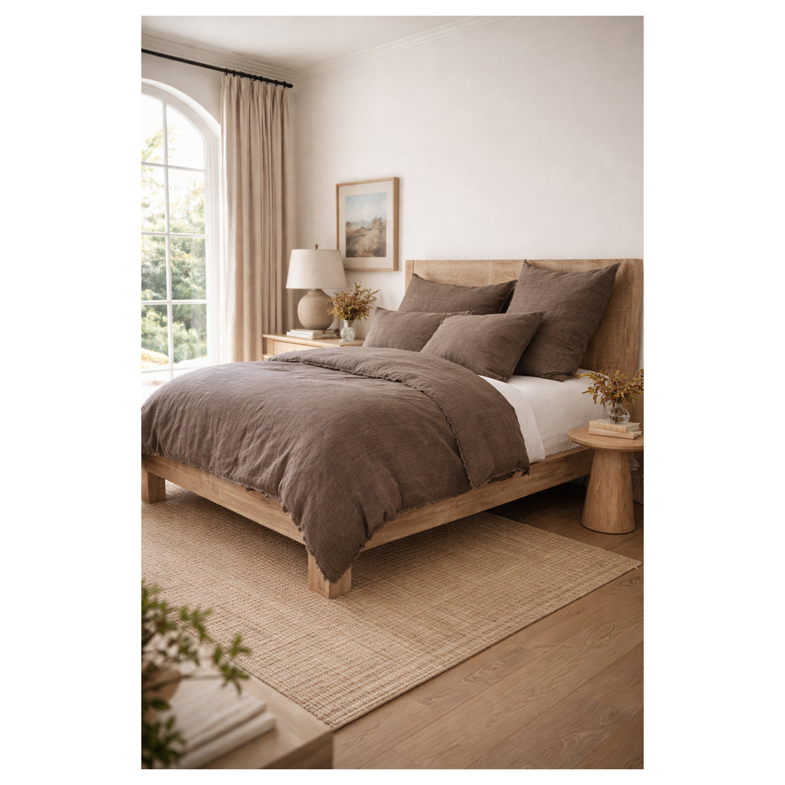 Hunter Linen Duvet Cover, Walnut, King Duvet Cover
