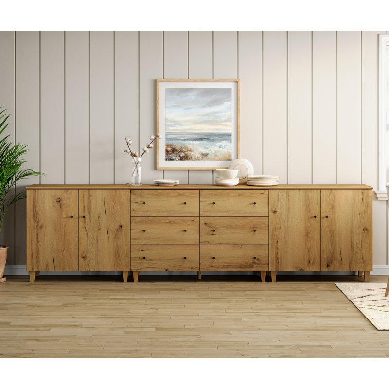 Lysiane 3-In-1 Sideboard Buffet Cabinet, 118"W X 15.35"D X 32.4"H, Brown