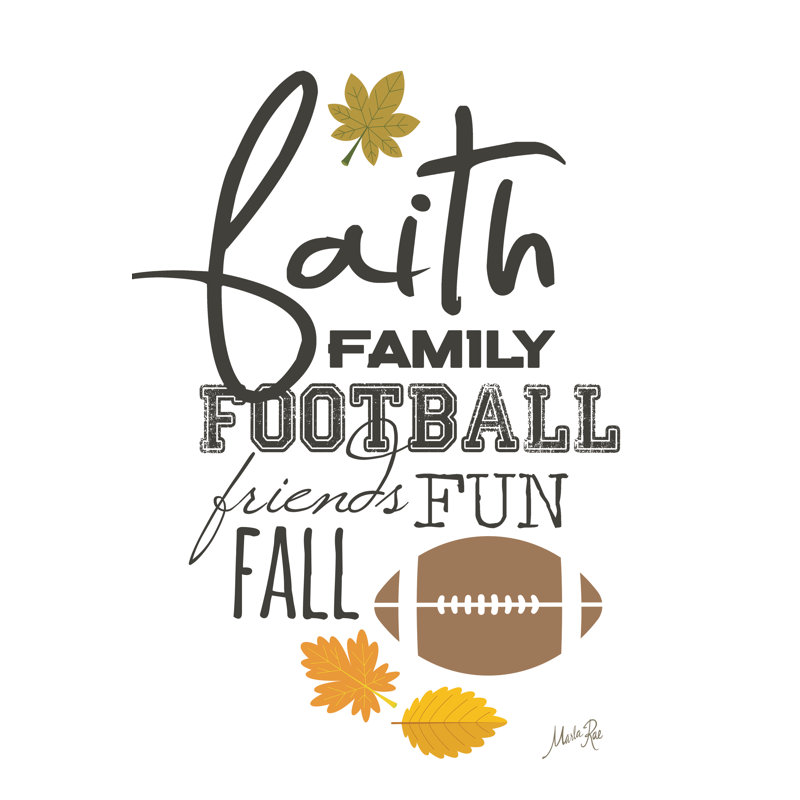 «Fall Football Fun» par Marla Rae, H 48 po x l 32 po, Reproduction encadrée flottante sur toile dorée 