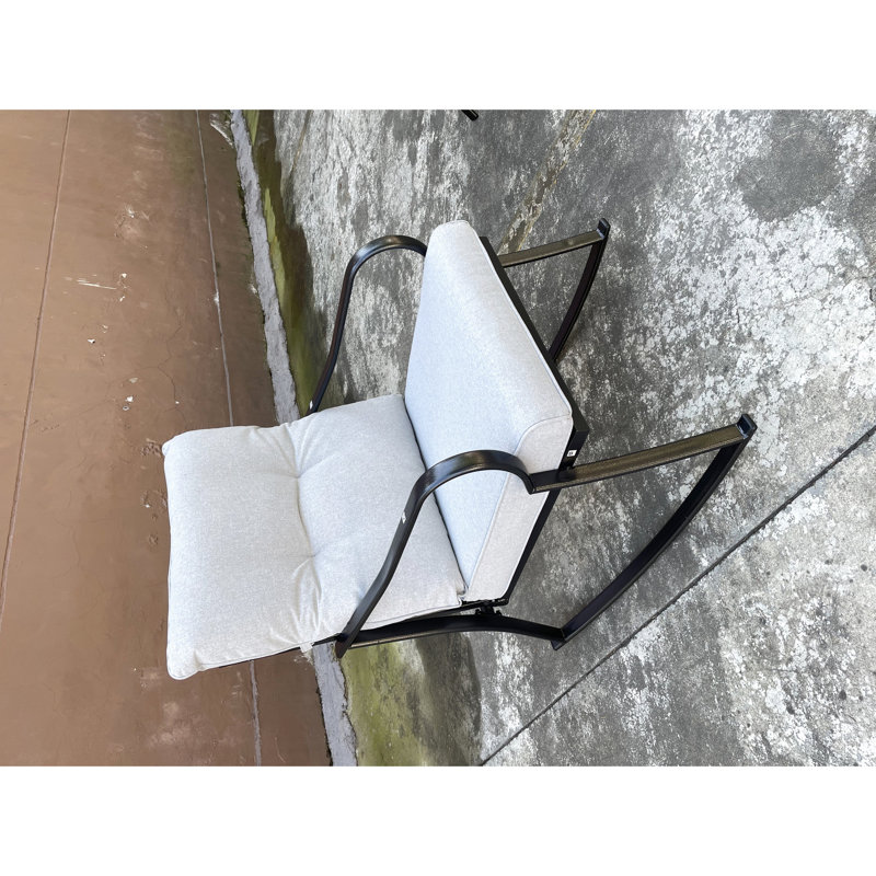 Chaise berçante d'extérieur avec sièges ergonomiques, coussins, métal pour terrasse, chaises confortables, fabrication