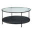 Modern Coffee & End Tables : 2Pc With Black Tempered Glass Top And Metal Home Occasional Table