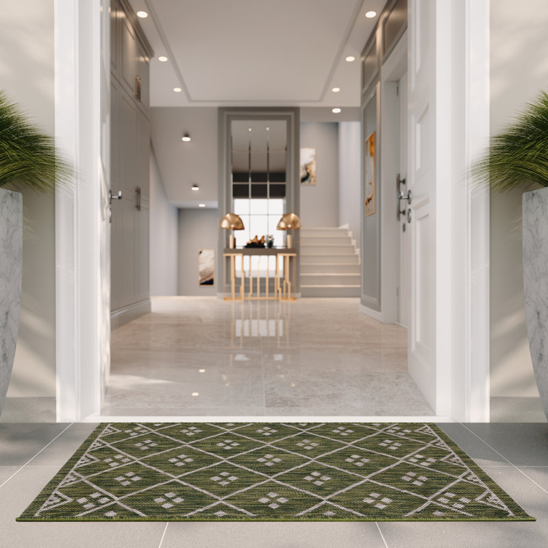 Tapis d'intérieur / extérieur à motif géométrique Altheta Performance, Rectangle 2 pi x 3 pi 7 po