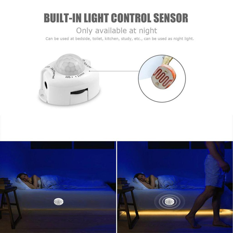 16.4ft Motion Activated LED Strip Light Bed Light with Timer 6000K