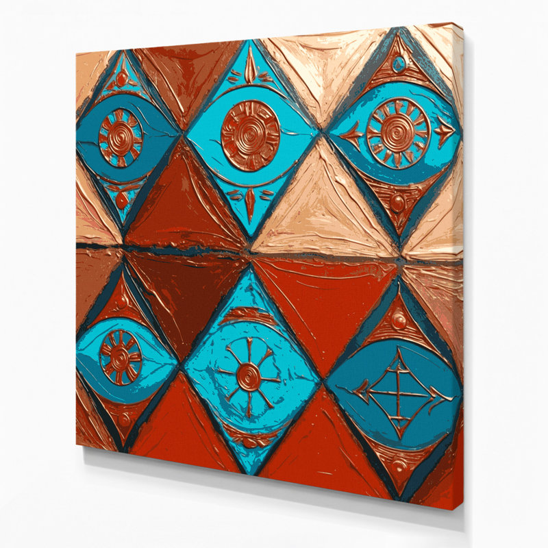«Southwestern Patterns Zuni Diamonds 240», art mural sur toile brune, H 12 po x l 12 po