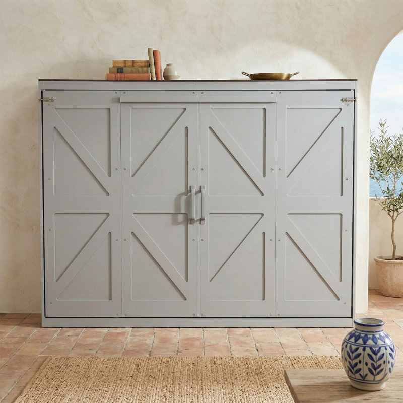 Grand lit escamotable avec station de charge, Grey