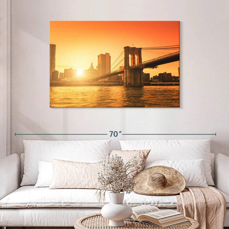 Lilie coucher de soleil sur le pont de Brooklyn, H 30 po x l 45 po