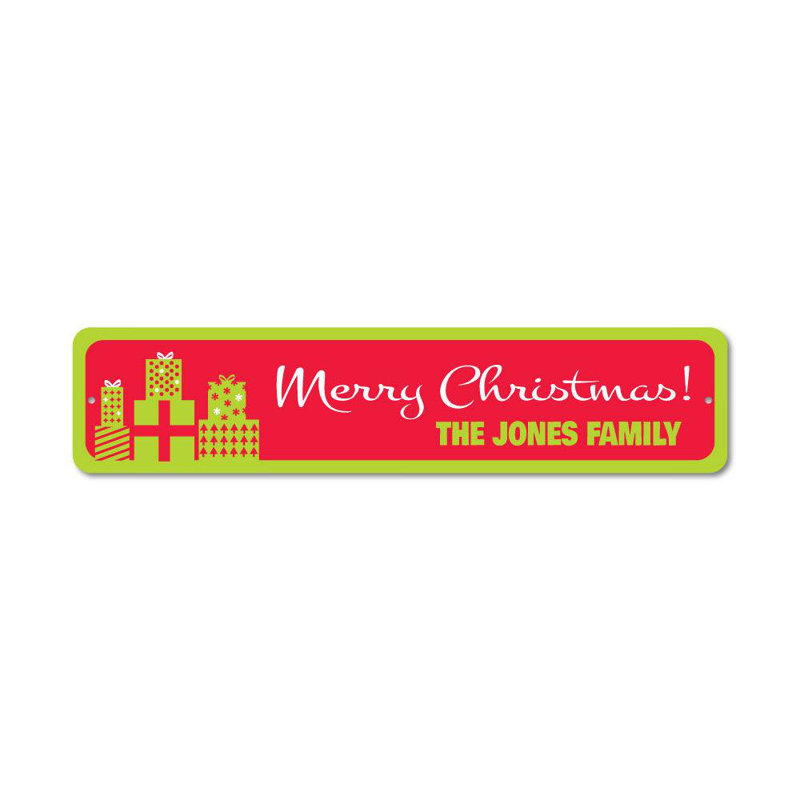 Plaque en aluminium Merry Christmas Gift, H 4 po x l 18 po x P 0,04 po