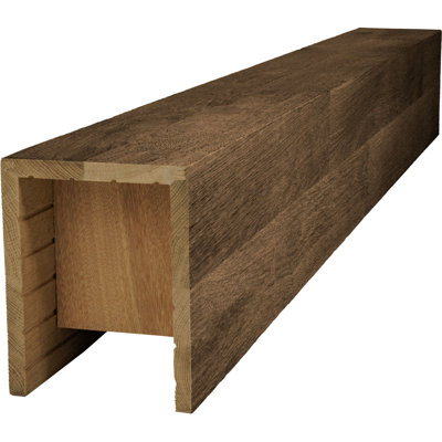 AmeriCraft Wood Wire Brushed Beam, 3-Sided (U-Beam), 5 1/2"W x 5 1/2"H x 120"L, Espresso Finish, Stain Grade White Oak