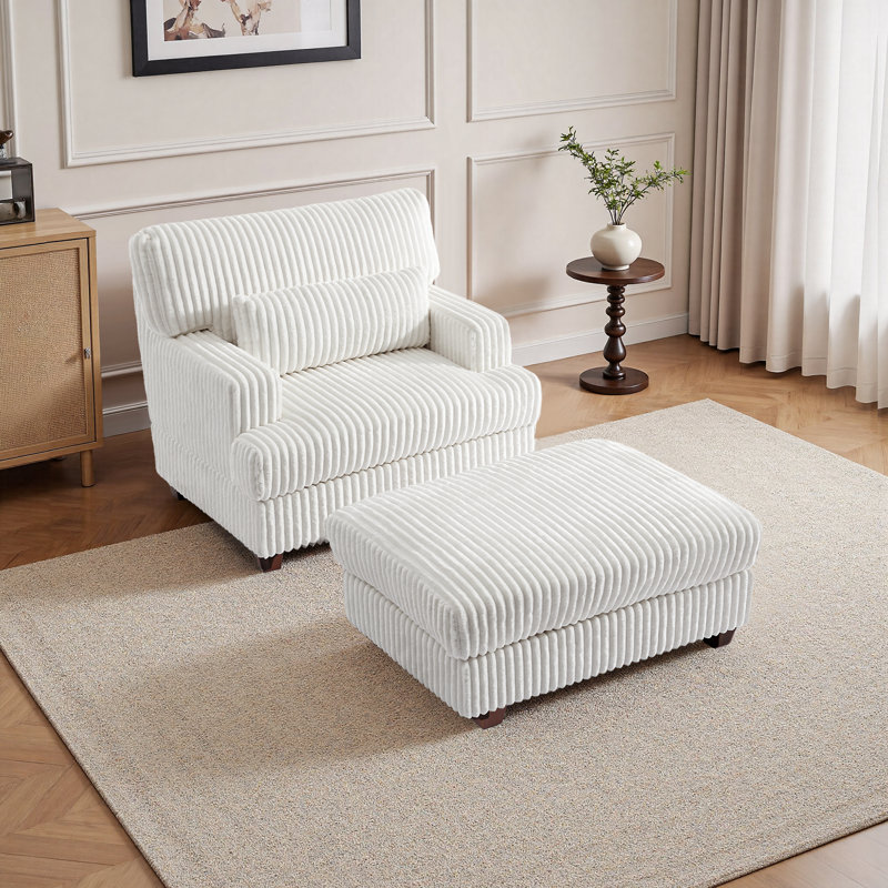 Ermia 92Cm Wide Armchair, Beige Faux Fur