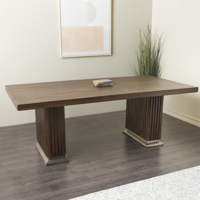 Table de salle à manger à double caisson en bois massif 84,2 po Winstonn