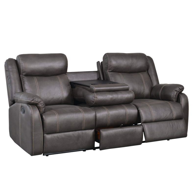 Sotomayor 82'' Faux Leather Reclining Sofa, Grey Faux Leather