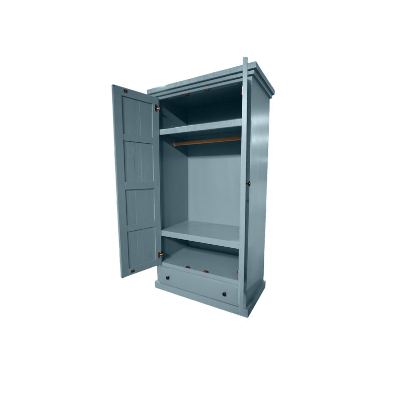 Armoire extra large en bois massif Farmhouse avec portes à volets, Aqua captivant