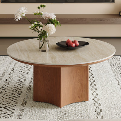 35.4" Faux Marble Round Modern Coffee Table for Living Room by Brayden Studio