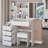 37 Inch Middle Size Left Bedside Cabinet Vanity Table with Cushioned Stool, Extra Large Sliding Mirror, Multi Layer Storage, Practical and Fashionable Dresser for Large Spaces-116125060
