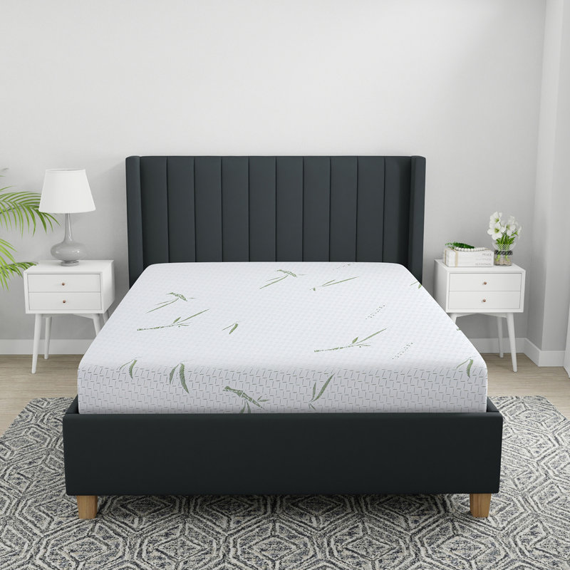 Matelas en mousse viscoélastique double couche 10 pouces avec housse infusée de rayonne de bambou - Grand, Très grand lit