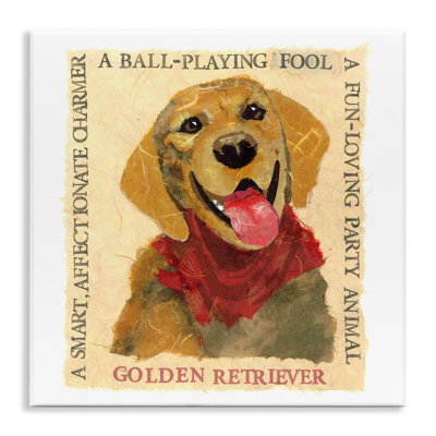 "Fun Golden Retriever", art mural sur plaque par Nancy Overton
