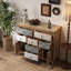 Commode d'appoint en bois de style rétro avec sept tiroirs et deux armoires latérales, commode rustique sculptée à finition multicolore pour le salon, la chambre à coucher ou le vestibule