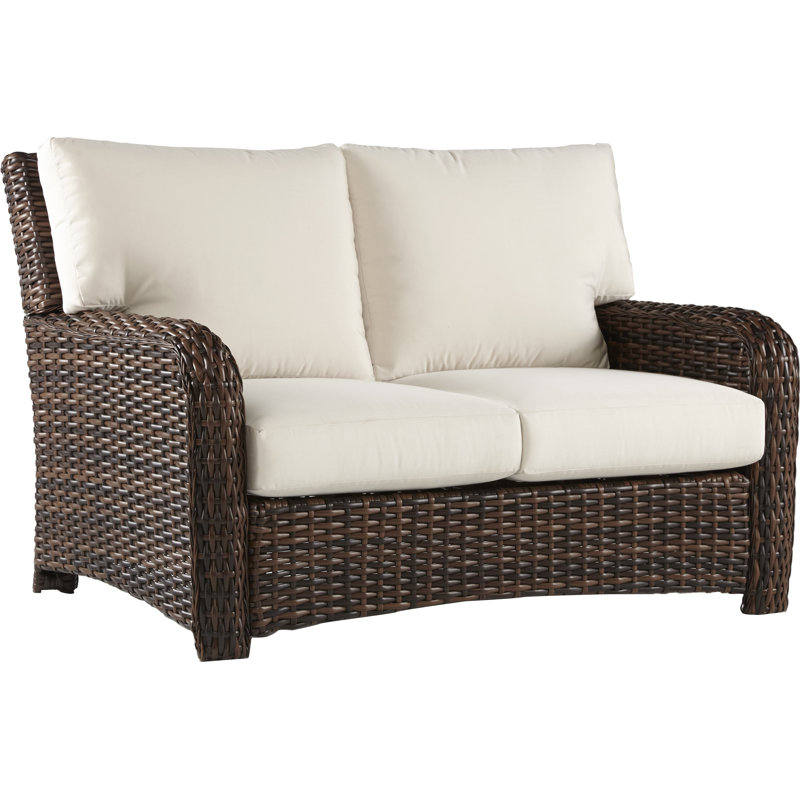 Chorio 56'' Wide Wicker Loveseat with Cushions, Canvas Canvas Sunbrella® Canvas