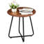 Table d'appoint d'extérieur grain de bois et acier noir