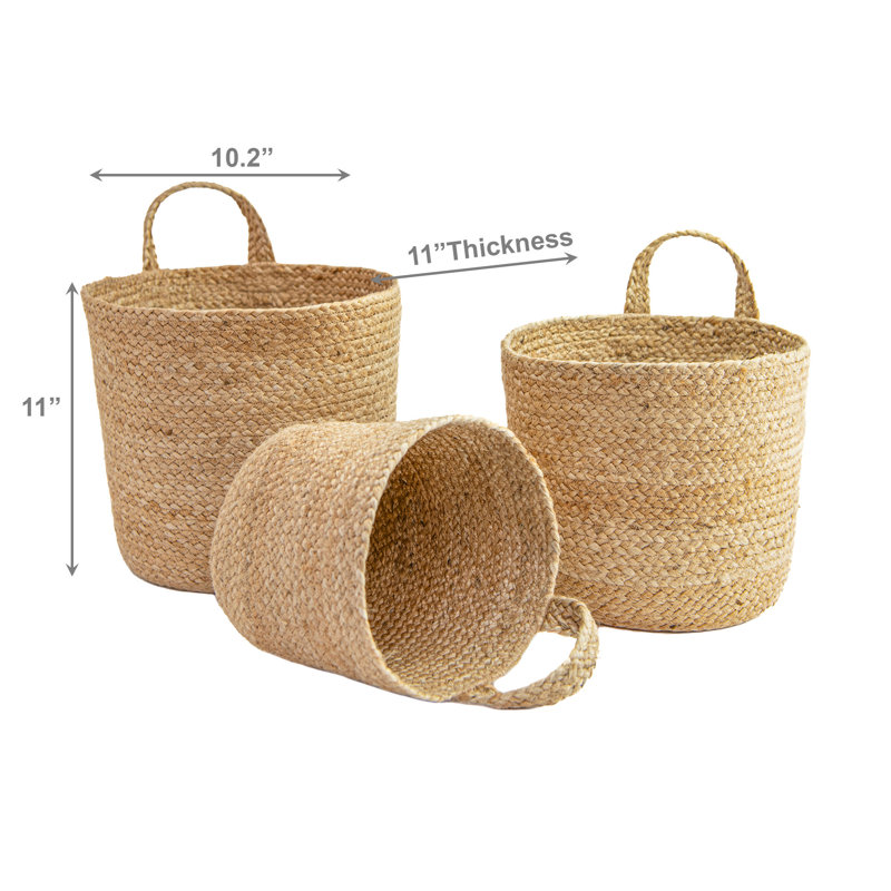 Panier suspendu en jute 3 pièces Haight Naturel