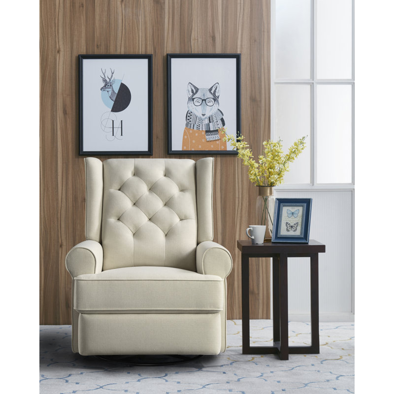 Lelianna Upholstered Swivel Reclining Glider, Brown