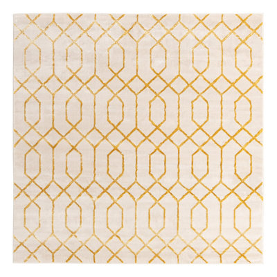 Corando Geometric White/Gold Area Rug