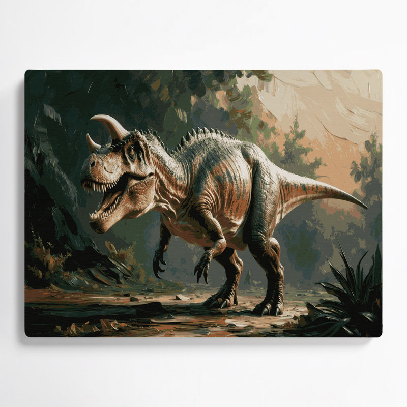 Dinosaur Pentaceratops Green Metal Wall Art, 11" H x 14" W