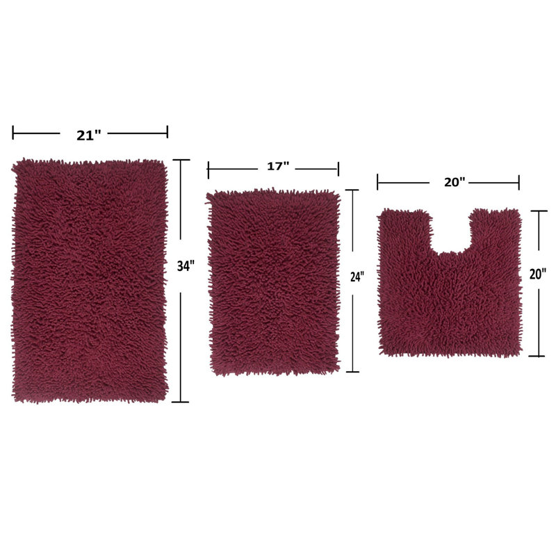 Ensemble de 3 tapis de bain Hazeltine, Rouge