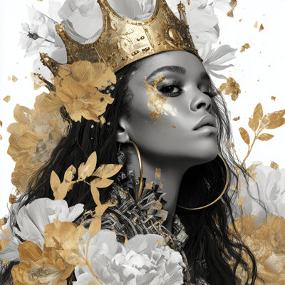 Golden Crowned Muse Wrapped Canvas Wall Art