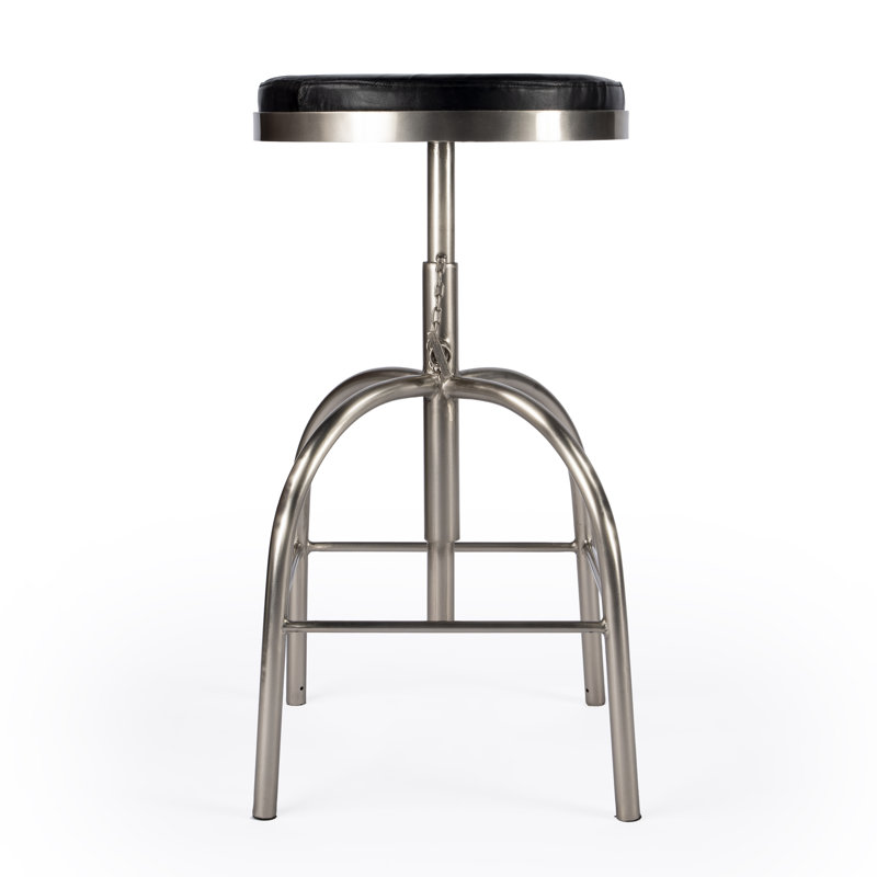 Annelisse Adjustable Height Stool, Black Genuine Leather
