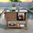 Outdoor Rolling Wicker Bar Cart With Stainless Steel Table Top, Storage Cabinet, Open Storage Space And Towel Rack