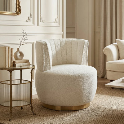 Teddy Comfy Swivel Barrel Accent Chair Single Sofa For Living Room Bedroom Office Reading
