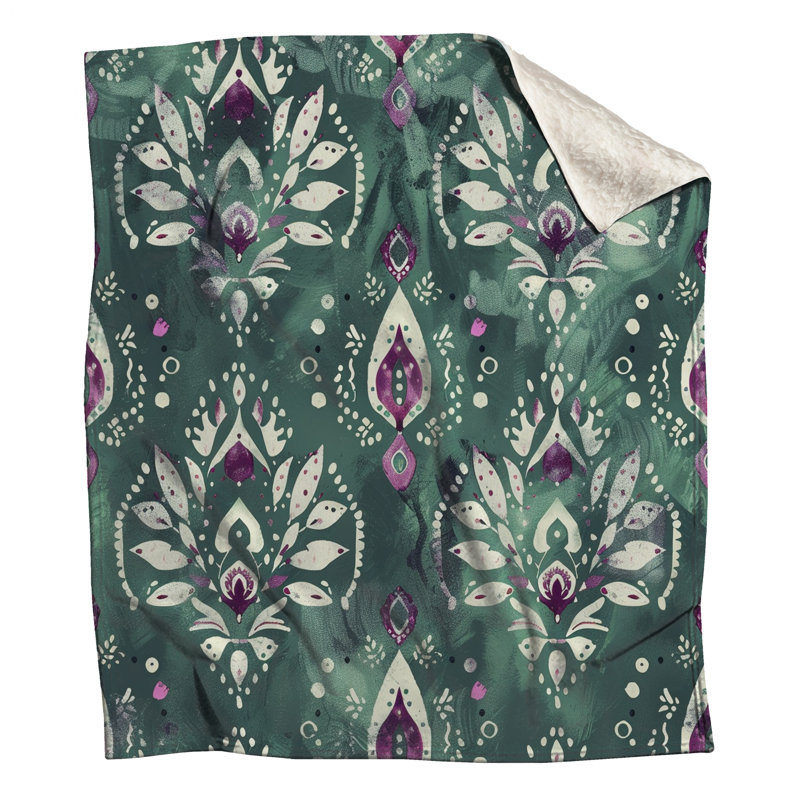 Floral Damask Pattern Blankets, 60in W x 80in H