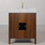 Ferrero 30 in. Single Sink Carrara White Marble Bath Vanity in Noir Juglans with Satin Gold Hardware
