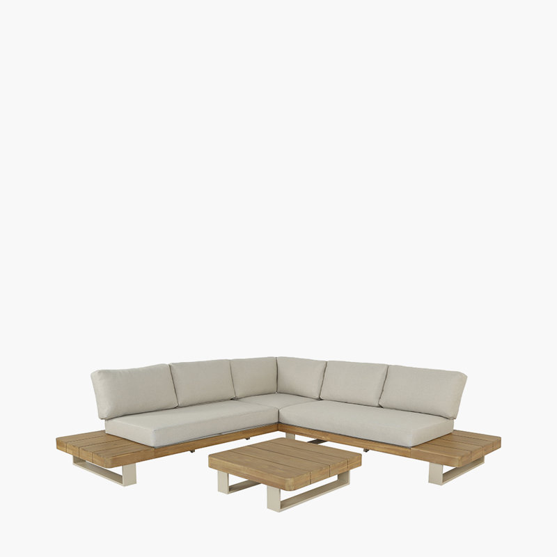 Aveneil Aluminium & Acacia 5 - Person Garden Lounge Set with Cushions