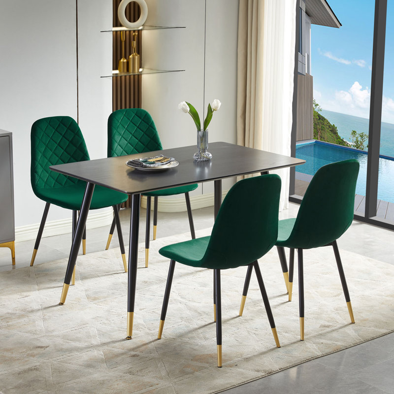 4 - Person Four Leg Dining Set, Hunter Green