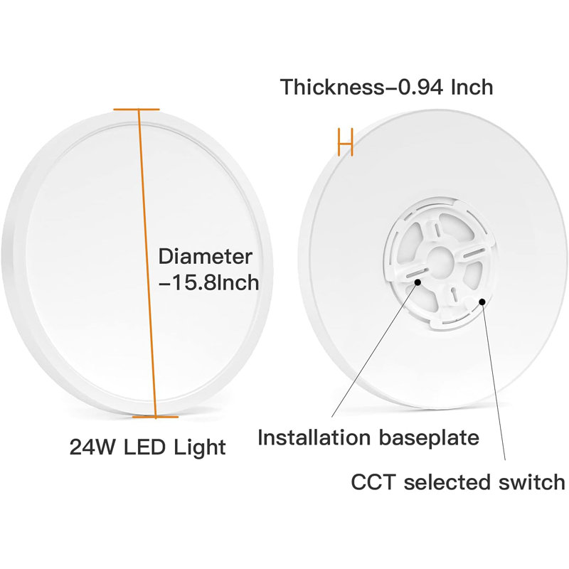 Kauno  15.8inch 24W Flush Mount Ceiling LED Light White