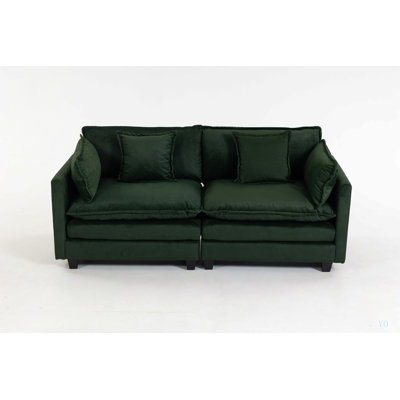 Modern 2seats 77.95"Sectional Sofa with Waist Pillows, 2-seat Upholstered Symmetrical Sofa Furniture, Sleeper Sofa Couch with Chaise Lounge for Living Room, Apartment, 3 Color