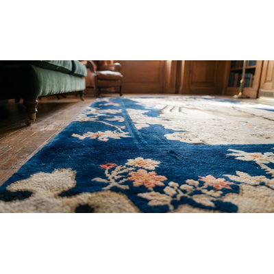 Tapis ivoire antique en laine couloir Baotou