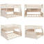  Lit superposé double au-dessus de grand lit double 83,7 po avec conception convertible 2-en-1 - structure en bois robuste avec lumières DEL et panneau perforé - capacité de 600 lb - Beige-2049008641