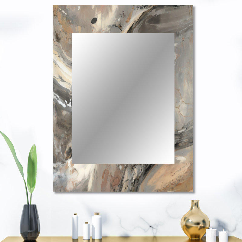 Morning Effervescence I - Abstract Unique Mirror, Gray Large Wall Mirror, Printed Metal Art, 40" x 30"