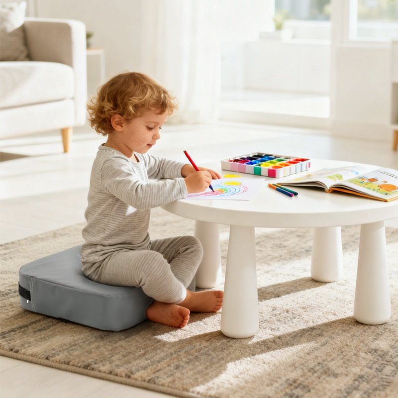 Kids Booster Seat For Chair, Waterproof Booster Seat Cushion With Adjustable Straps, Portable Increasing Cushion At Home Or Going Out, Non-Slip