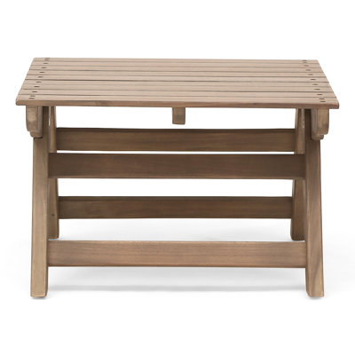Outdoor Wood Table In Grey, 19.77X19.77X12.59, Open Slat Detail Construction Accent Appearance Decorative Grey Furniture Table, 19.77W X 19.77L 12.59H,