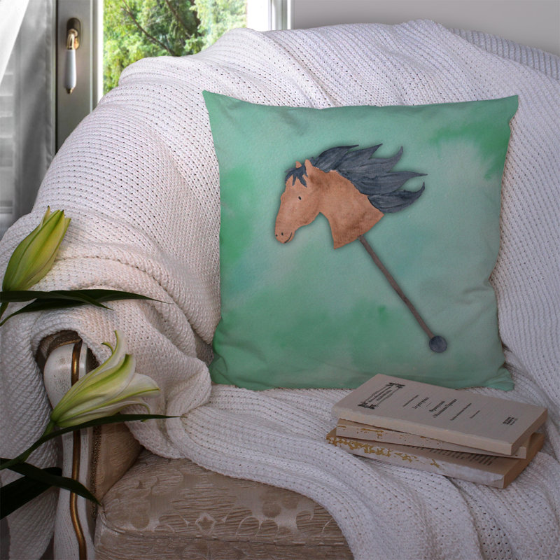 Coussin intérieur/extérieur aquarelle de cheval, 14 po x 14 po