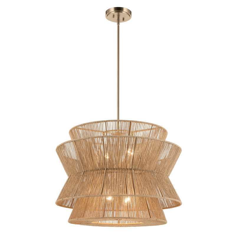 36" 4-Light Pendant with Jute Shade, 4, 20.75" H x 28" W x 28" D