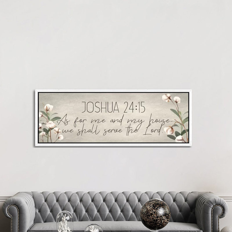 Joshua 24:15 Cotton by Kimberly Allen - Panoramic Print on Canvas, 152.4 cm H x 50.8 cm W, White Framed
