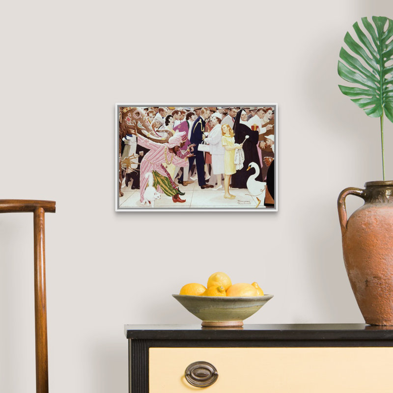 Art mural sur toile The samedi People, Cadre flottant blanc, H 14 po x l 20 po x P 1,75 po