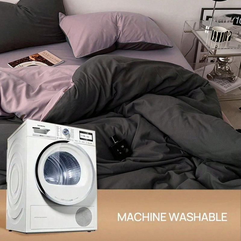 Ensemble de housse de couette 3 pièces mauve gris foncé