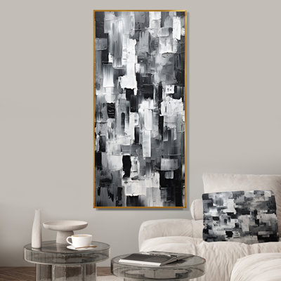 Carreaux cubistes gris et noirs - impression d'art mural abstrait cubisme