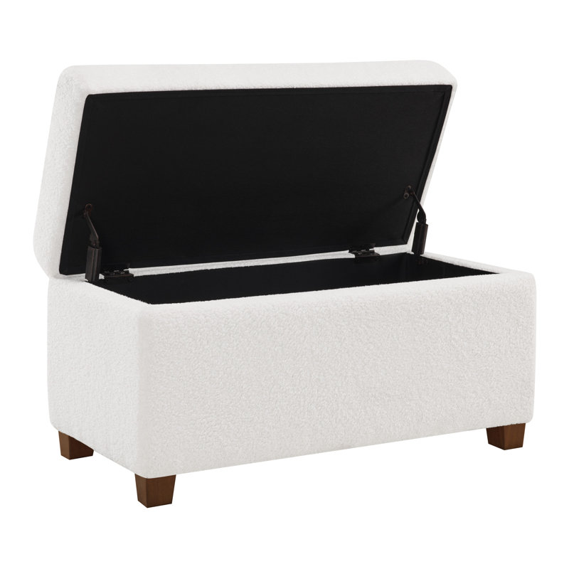 Repose-pieds avec rangement Metro, Polyester sherpa ivoire